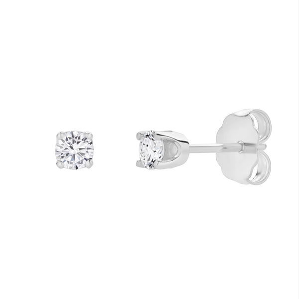 LuvMyJewelry Seraph 14K White Gold Lab Grown Round Solitaire Diamond Earrings - 0.35 Ct