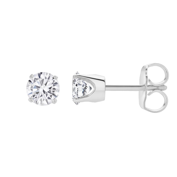 LuvMyJewelry Seraph 14K White Gold Lab Grown Round Solitaire Diamond Earrings - 1.5 Ct