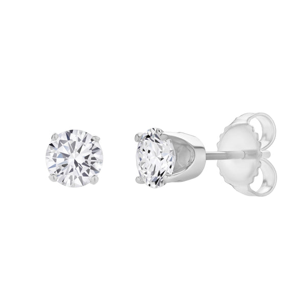 LuvMyJewelry Seraph 14K White Gold Lab Grown Round Solitaire Diamond Earrings - 2 Ct