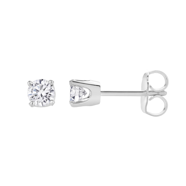 LuvMyJewelry Seraph 14K White Gold Lab Grown Round Solitaire Diamond Earrings - 0.5 Ct