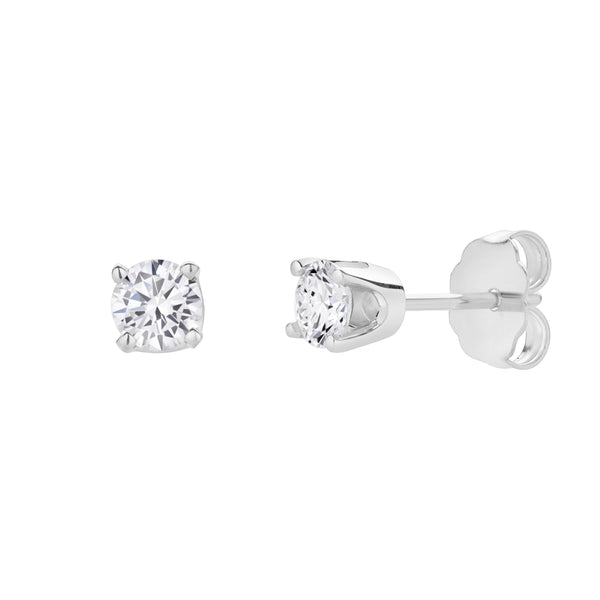 LuvMyJewelry Seraph 14K White Gold Lab Grown Round Solitaire Diamond Earrings - 0.5 Ct