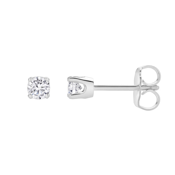 LuvMyJewelry Seraph 14K White Gold Lab Grown Round Solitaire Diamond Earrings - 0.25 Ct