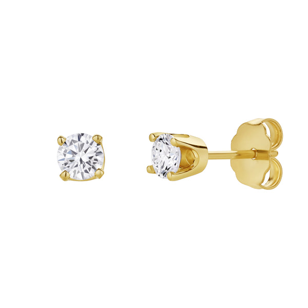 LuvMyJewelry Seraph 14K Yellow Gold Lab Grown Round Solitaire Diamond Earrings - 0.4 Ct