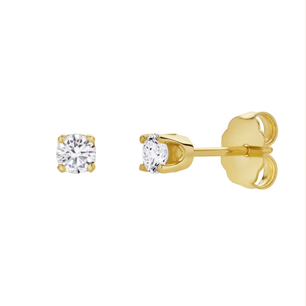 LuvMyJewelry Seraph 14K Yellow Gold Lab Grown Round Solitaire Diamond Earrings - 0.2 Ct