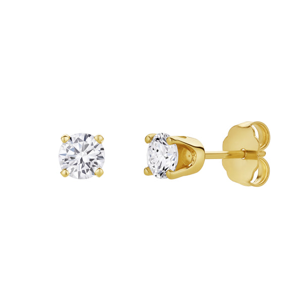 LuvMyJewelry Seraph 14K Yellow Gold Lab Grown Round Solitaire Diamond Earrings - 0.6 Ct