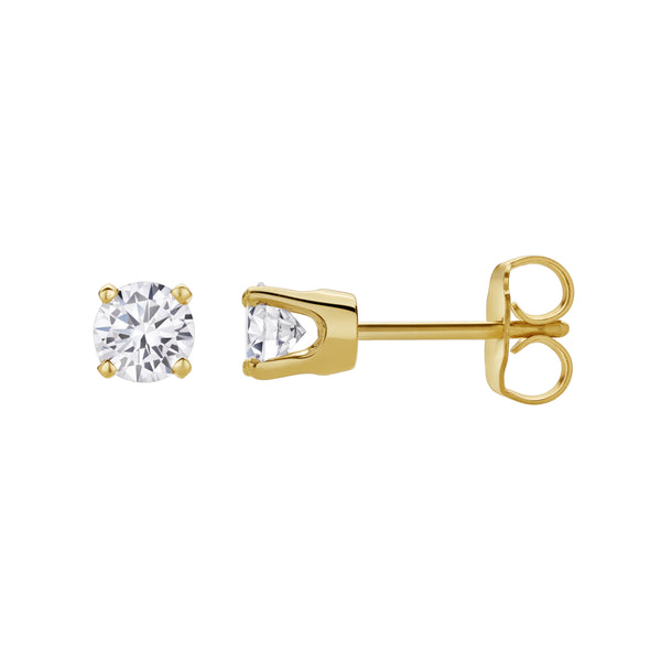 LuvMyJewelry Seraph 14K Yellow Gold Lab Grown Round Solitaire Diamond Earrings - 0.6 Ct
