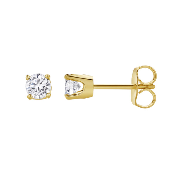 LuvMyJewelry Seraph 14K Yellow Gold Lab Grown Round Solitaire Diamond Earrings - 0.5 Ct