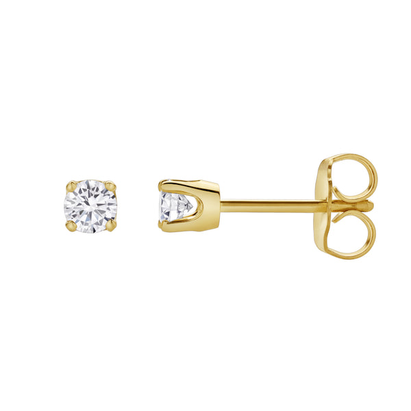 LuvMyJewelry Seraph 14K Yellow Gold Lab Grown Round Solitaire Diamond Earrings - 0.35 Ct
