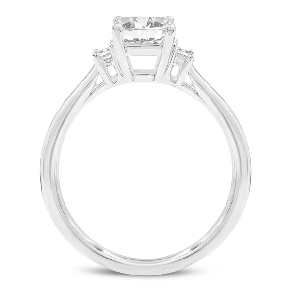 LuvMyJewelry Seraphine 14K White Gold Emerald Cut Lab Grown Diamond 3 Stone Engagement Ring - 1.75 Ctw