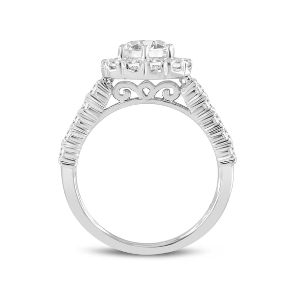 LuvMyJewelry Seraphine 14K White Gold Round Cut Lab Grown Diamond Halo Engagement Ring - 2 Ct