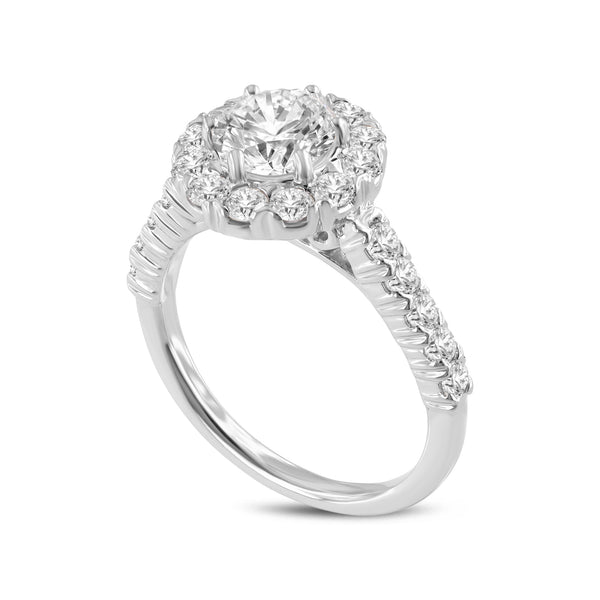 LuvMyJewelry Seraphine 14K White Gold Round Cut Lab Grown Diamond Halo Engagement Ring - 2 Ct