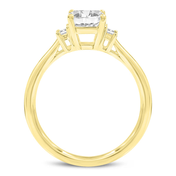LuvMyJewelry Seraphine 14K Yellow Gold Emerald Cut Lab Grown Diamond 3 Stone Engagement Ring - 1.75 Ctw