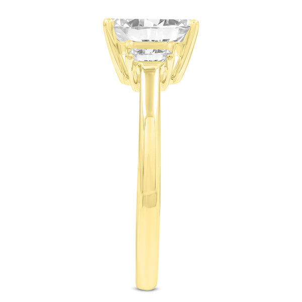 LuvMyJewelry Seraphine 14K Yellow Gold Emerald Cut Lab Grown Diamond 3 Stone Engagement Ring - 1.75 Ctw