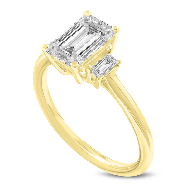LuvMyJewelry Seraphine 14K Yellow Gold Emerald Cut Lab Grown Diamond 3 Stone Engagement Ring - 1.75 ctw