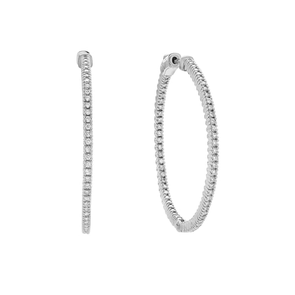 LuvMyJewelry Serene 14K White Gold Diamond HoopEarrings - 1.25 Cts