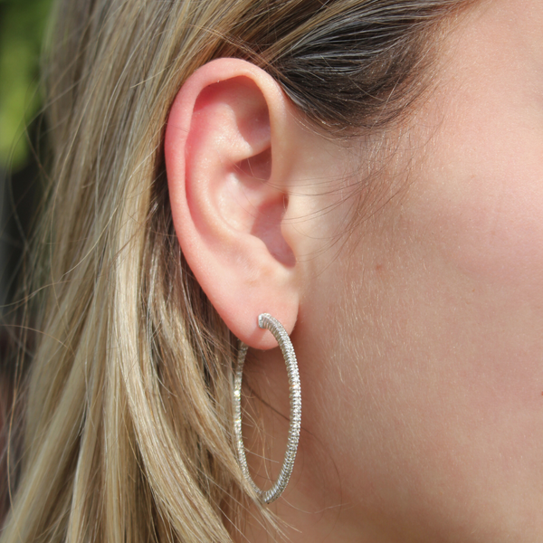 LuvMyJewelry Serene 14K White Gold Diamond HoopEarrings - 1.25 Cts