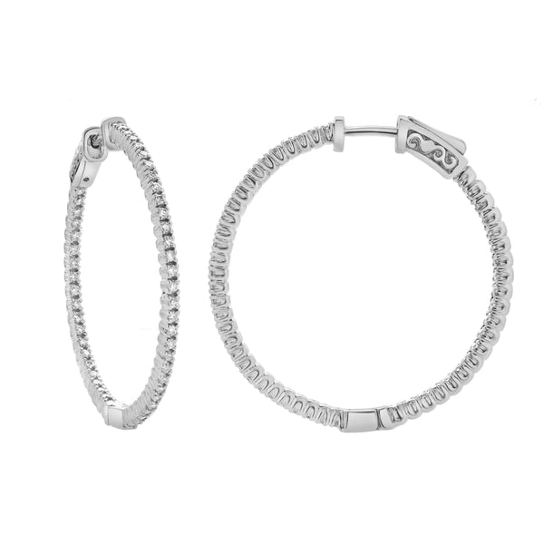 LuvMyJewelry Serene 14K White Gold Diamond HoopEarrings - 1.25 Cts