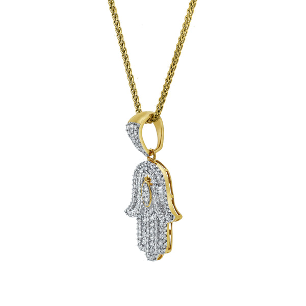 LuvMyJewelry Serene Hamsa Palm Diamond 1.08 (ct. Wt.) 14K Yellow Gold Pendant