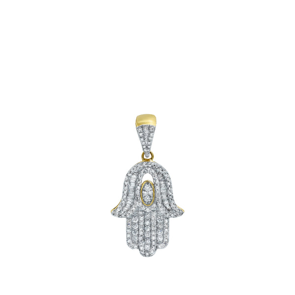 LuvMyJewelry Serene Hamsa Palm Diamond 1.08 (ct. Wt.) 14K Yellow Gold Pendant