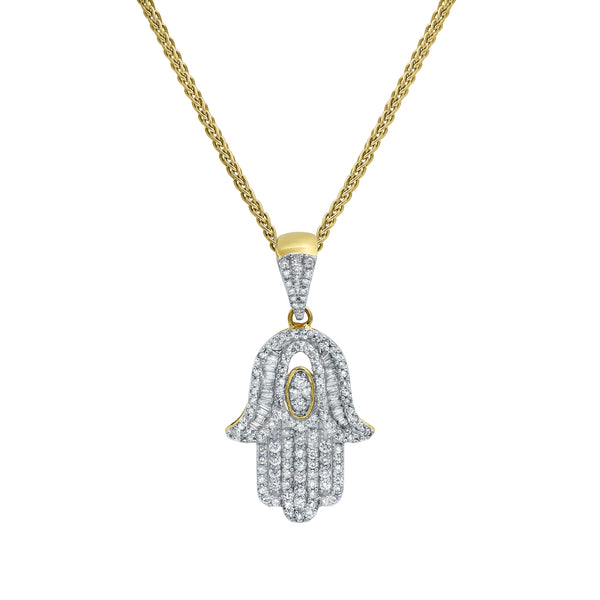 LuvMyJewelry Serene Hamsa Palm Diamond 1.08 (ct. wt.) 14K Yellow Gold Pendant