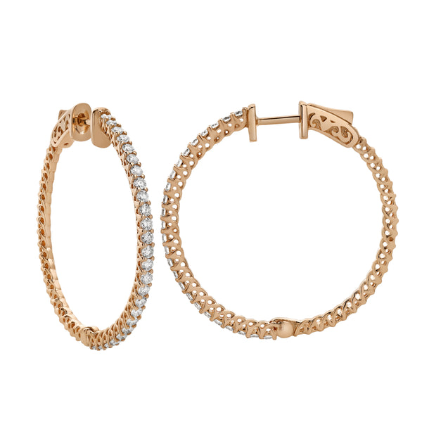 LuvMyJewelry Serpine 14K Rose Gold Diamond Hoop Earrings - 2.1 Cts
