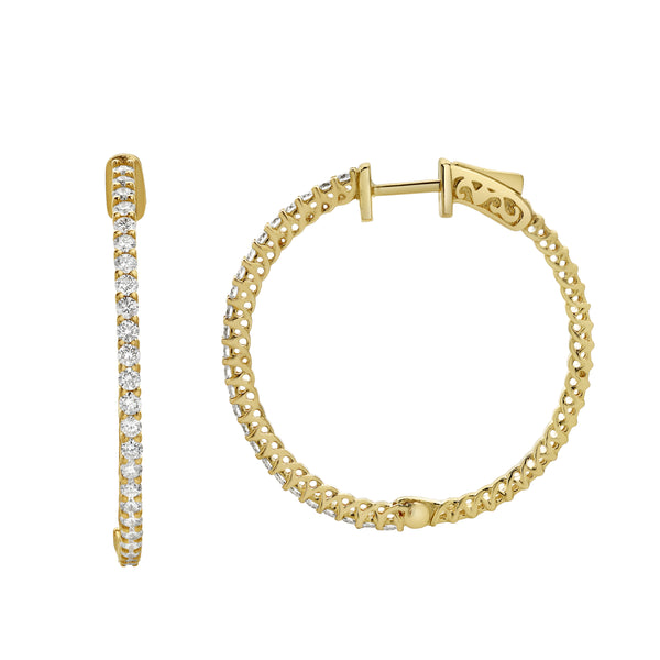LuvMyJewelry Serpine 14K Yellow Gold Diamond Hoop Earrings - 2.1 Cts