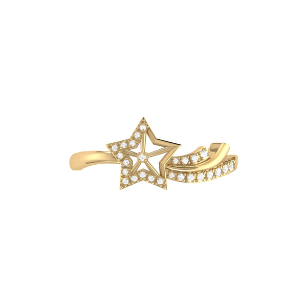 LuvMyJewelry Shooting Star Sparkle Diamond Ring In 14K Gold Vermeil On Sterling Silver