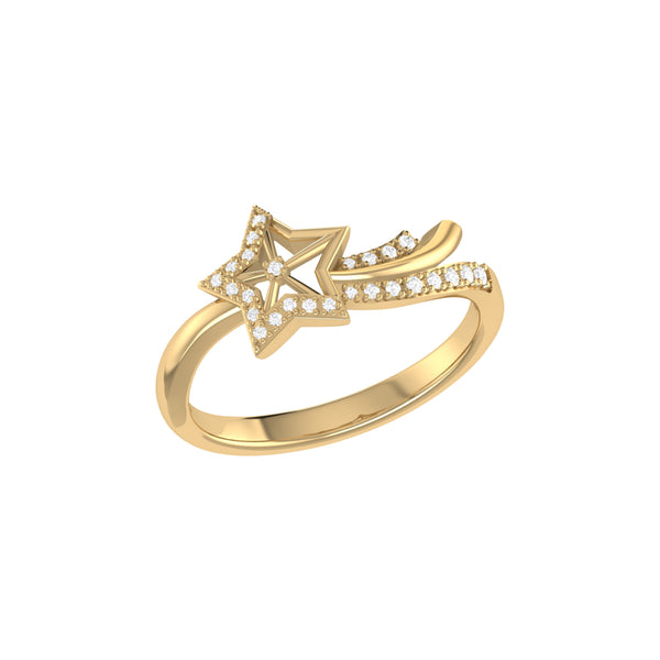 LuvMyJewelry Shooting Star Sparkle Diamond Ring in 14K Gold Vermeil on Sterling Silver