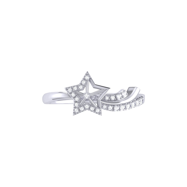 LuvMyJewelry Shooting Star Sparkle Diamond Ring In 14K White Gold
