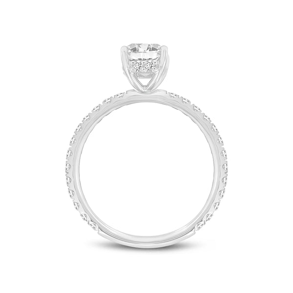 LuvMyJewelry Sia 14K White Gold Radiant Cut Lab Grown Diamond Hidden Halo Ring - 2.25 Ct