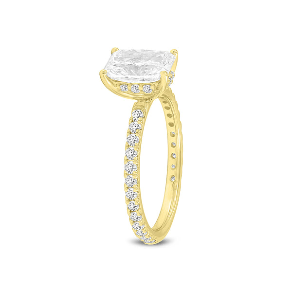 LuvMyJewelry Sia 14K Yellow Gold Radiant Cut Lab Grown Diamond Hidden Halo Ring - 2.25 Ct