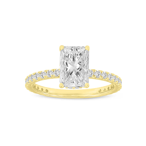 LuvMyJewelry Sia 14K Yellow Gold Radiant Cut Lab Grown Diamond Hidden Halo Ring - 2.25 Ct