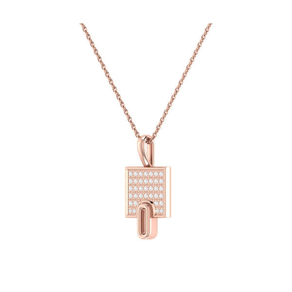 LuvMyJewelry Sidewalk Square Diamond Pendant In 14K Rose Gold Vermeil On Sterling Silver