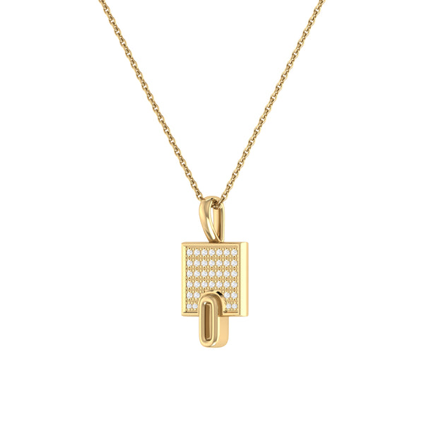 LuvMyJewelry Sidewalk Square Diamond Pendant In 14K Yellow Gold Vermeil On Sterling Silver