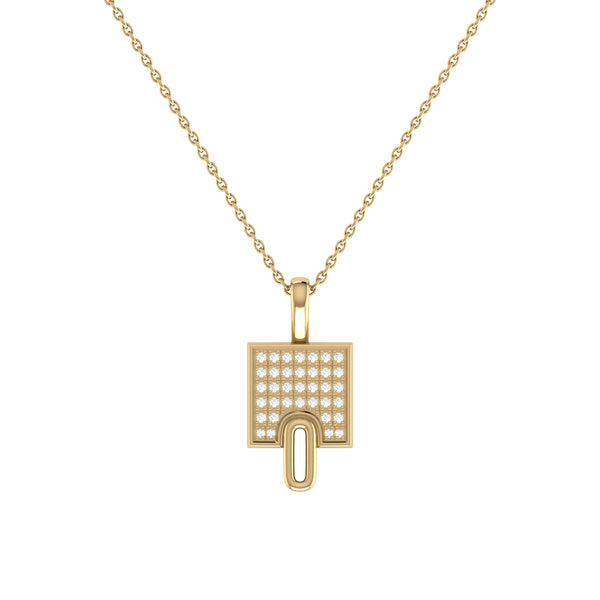 LuvMyJewelry Sidewalk Square Diamond Pendant in 14K Yellow Gold Vermeil on Sterling Silver