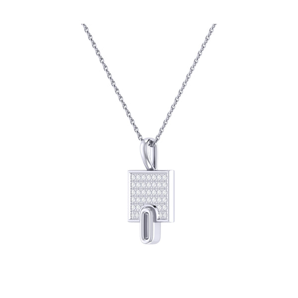 LuvMyJewelry Sidewalk Square Diamond Pendant In Sterling Silver