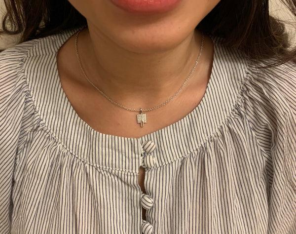 LuvMyJewelry Sidewalk Square Diamond Pendant In Sterling Silver