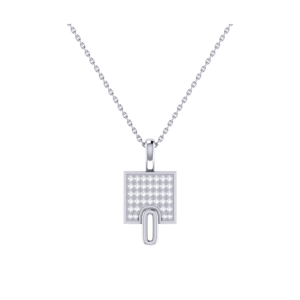 LuvMyJewelry Sidewalk Square Diamond Pendant in Sterling Silver