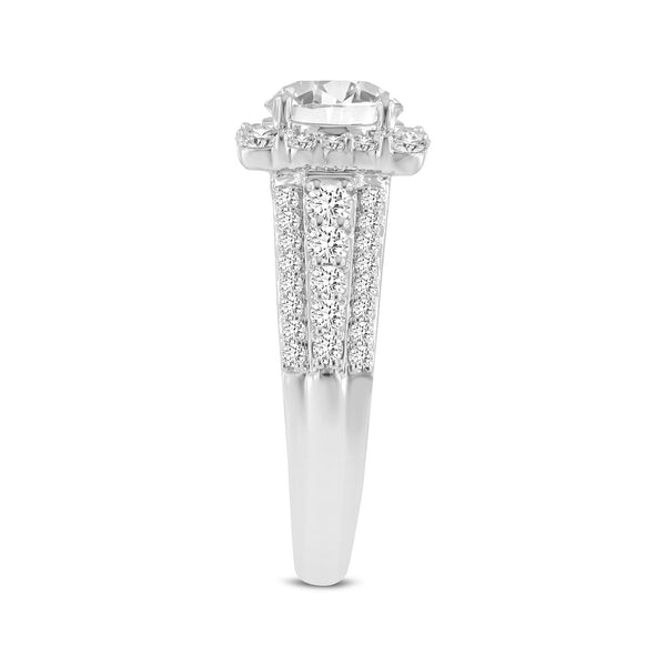 LuvMyJewelry Sienna 14K White Gold Round Cut Lab Grown Diamond Halo Engagement Ring - 2.5 Ct