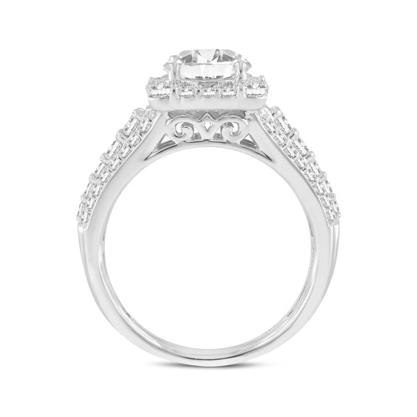 LuvMyJewelry Sienna 14K White Gold Round Cut Lab Grown Diamond Halo Engagement Ring - 2.5 Ct