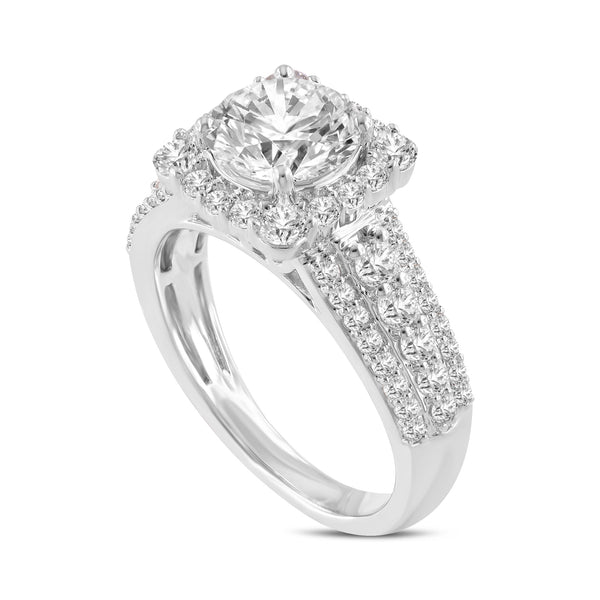 LuvMyJewelry Sienna 14K White Gold Round Cut Lab Grown Diamond Halo Engagement Ring - 2.5 Ct