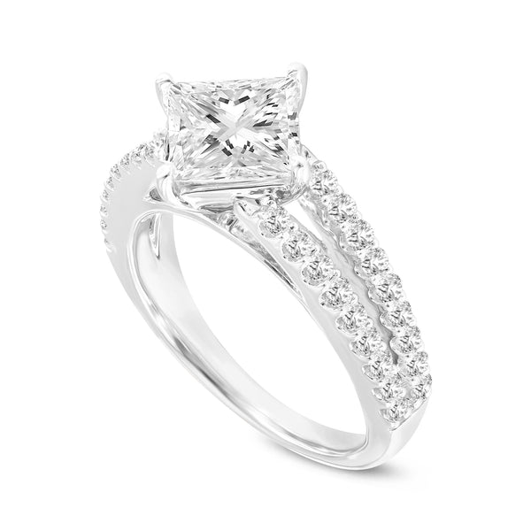 LuvMyJewelry Silvia 14K White Gold Princess Cut Lab Grown Diamond Engagement Ring - 2.6 Ct