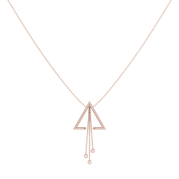 LuvMyJewelry Skyline Triangle Bolo Adjustable Diamond Lariat Necklace In 14K Rose Gold Vermeil On Sterling Silver