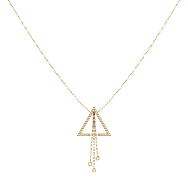 LuvMyJewelry Skyline Triangle Bolo Adjustable Diamond Lariat Necklace In 14K Yellow Gold Vermeil On Sterling Silver
