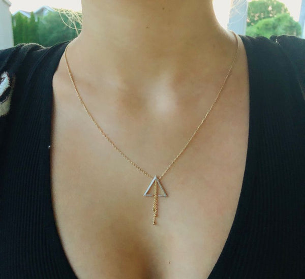 LuvMyJewelry Skyline Triangle Bolo Adjustable Diamond Lariat Necklace In 14K Yellow Gold Vermeil On Sterling Silver
