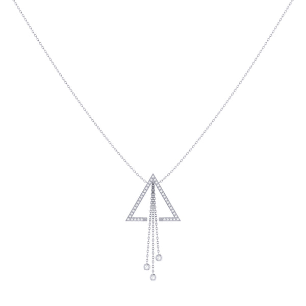 LuvMyJewelry Skyline Triangle Bolo Adjustable Diamond Lariat Necklace In Sterling Silver