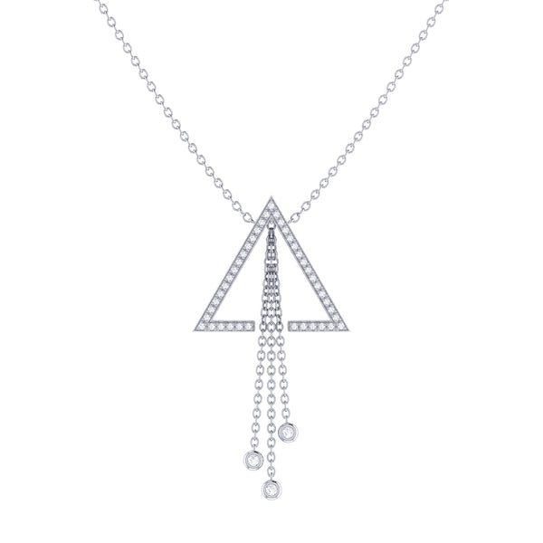 LuvMyJewelry Skyline Triangle Bolo Adjustable Diamond Lariat Necklace in Sterling Silver
