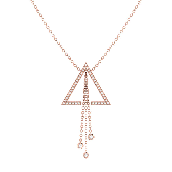 LuvMyJewelry Skyline Triangle Bolo Adjustable Diamond Lariat Necklace in 14K Rose Gold Vermeil on Sterling Silver