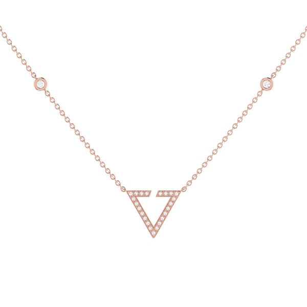 LuvMyJewelry Skyline Triangle Diamond Necklace in 14K Rose Gold Vermeil on Sterling Silver