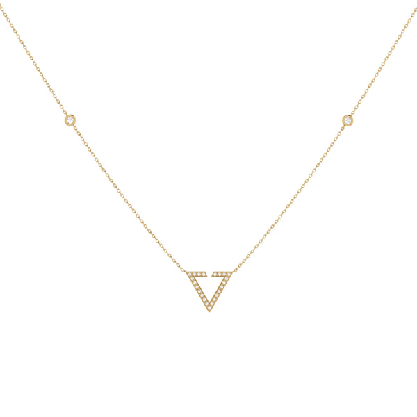 LuvMyJewelry Skyline Triangle Diamond Necklace In 14K Yellow Gold Vermeil On Sterling Silver